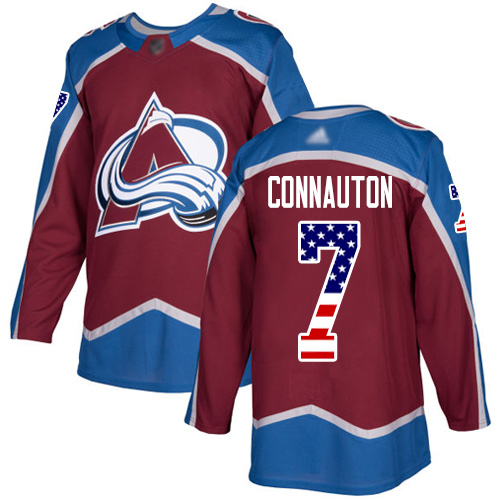 Adidas Colorado Avalanche Men 7 Kevin Connauton Burgundy Home Authentic USA Flag Stitched NHL Jersey